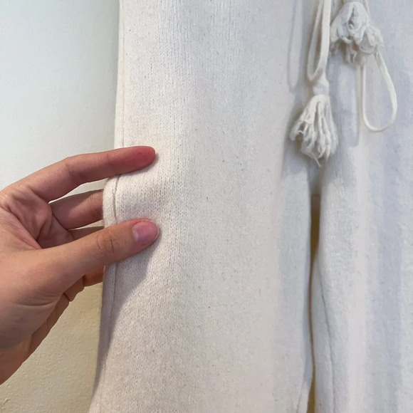 LoveShackFancy Wool Cashmere Cream Knit Tie Waist Preppy Casual Jogger Pants XS - Picture 5 of 11